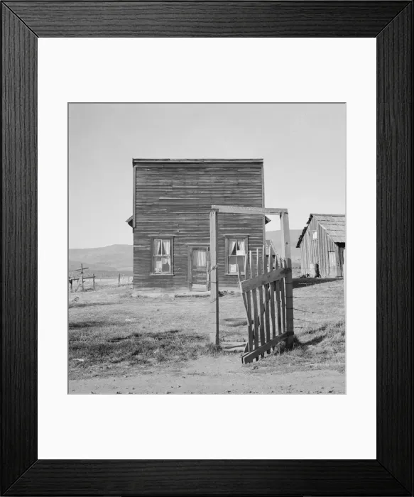 Framed Print : Farmer saloon and stagecoach tavern... the Ola self help sawmill co-op, Gem County, Idaho, 1939. Creator: Dorothea Lange Framed Print : Farmer saloon and stagecoach tavern... the Ola self help sawmill co-op, Gem County, Idaho, 1939. Creator: Dorothea Lange