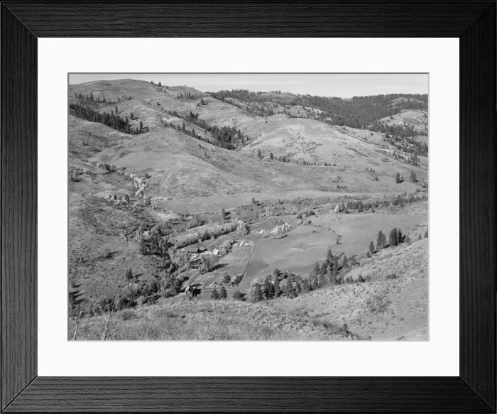 Framed Print : Possibly: Looking down on Ola self-help co-op mill showing the upper end... Gem County, Idaho, 1939 Creator: Dorothea Lange Framed Print : Possibly: Looking down on Ola self-help co-op mill showing the upper end... Gem County, Idaho, 1939 Creator: Dorothea Lange