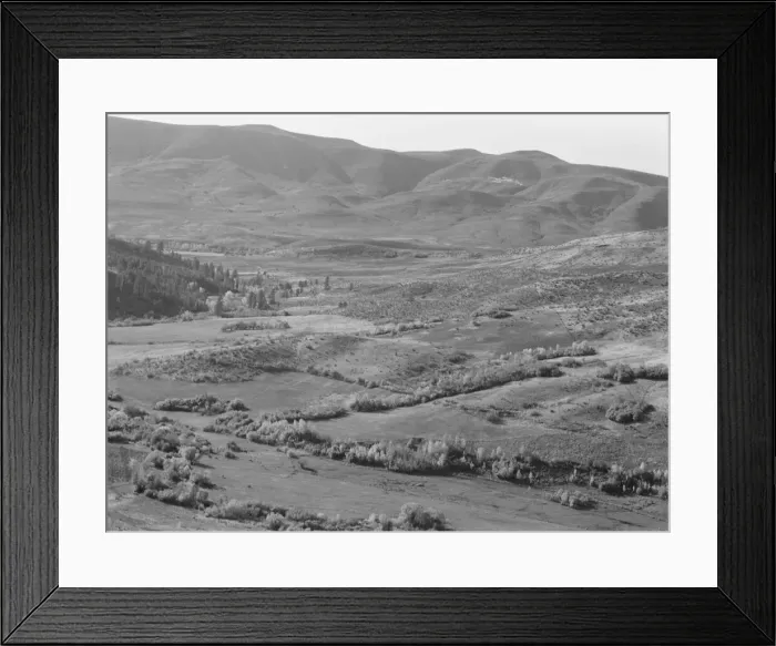 Framed Print : View of small valley, dry farming, Gem County, Idaho, 1939. Creator: Dorothea Lange Framed Print : View of small valley, dry farming, Gem County, Idaho, 1939. Creator: Dorothea Lange