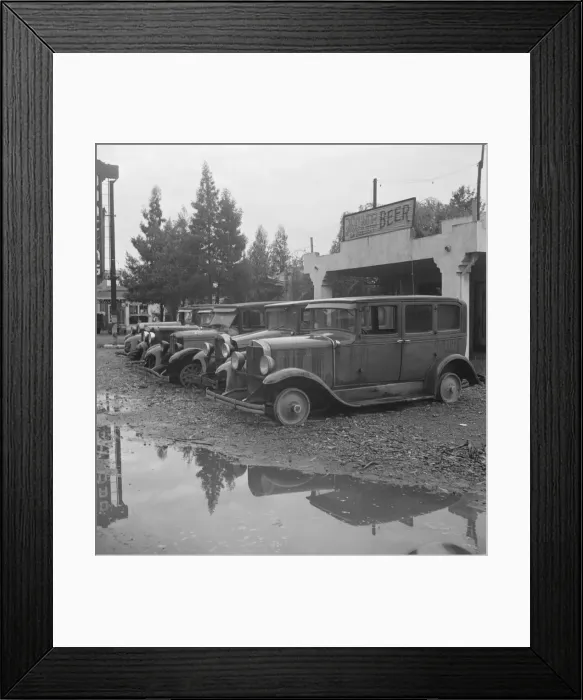 Framed Print : Roadside used car display on State Highway 17, Santa Clara County, California, 1939. Creator: Dorothea Lange Framed Print : Roadside used car display on State Highway 17, Santa Clara County, California, 1939. Creator: Dorothea Lange