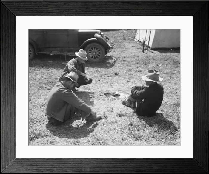 Framed Print : Idle migrants, foothills north of San Jose, California, 1939. Creator: Dorothea Lange Framed Print : Idle migrants, foothills north of San Jose, California, 1939. Creator: Dorothea Lange