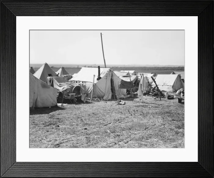 Framed Print : Contractors camp for pea pickers, Santa Clara Valley, 1939. Creator: Dorothea Lange Framed Print : Contractors camp for pea pickers, Santa Clara Valley, 1939. Creator: Dorothea Lange