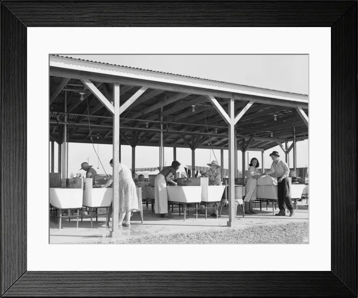 Framed Print : Laundry facilities in FSA camp for migrant labor, Westley, California, 1939. Creator: Dorothea Lange Framed Print : Laundry facilities in FSA camp for migrant labor, Westley, California, 1939. Creator: Dorothea Lange
