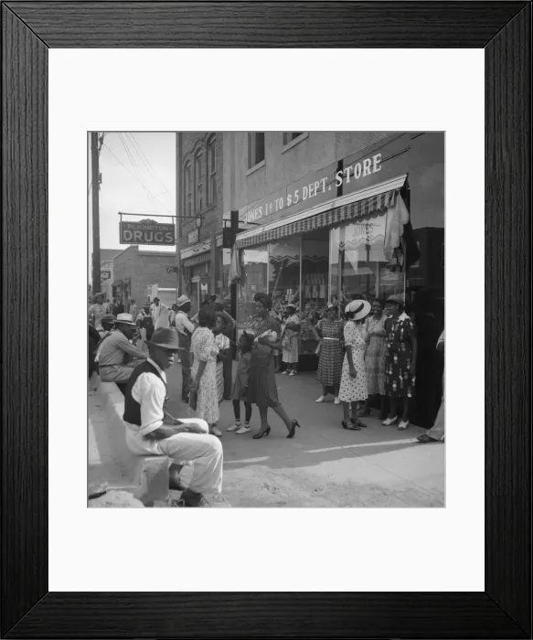 Framed Print : Saturday afternoon - shopping and visiting on main street of Pittsboro, North Carolina, 1939. Creator: Dorothea Lange Framed Print : Saturday afternoon - shopping and visiting on main street of Pittsboro, North Carolina, 1939. Creator: Dorothea Lange