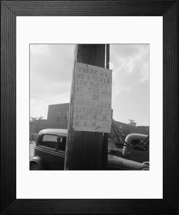 Framed Print : Sign tacked to pole near the post office, Main street, Pittsboro, North Carolina, 1939. Creator: Dorothea Lange Framed Print : Sign tacked to pole near the post office, Main street, Pittsboro, North Carolina, 1939. Creator: Dorothea Lange