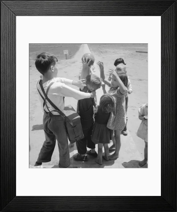 Framed Print : Nursery school, showing migrant children playing, FSA camp, Tulare County, CA, 1939. Creator: Dorothea Lange Framed Print : Nursery school, showing migrant children playing, FSA camp, Tulare County, CA, 1939. Creator: Dorothea Lange