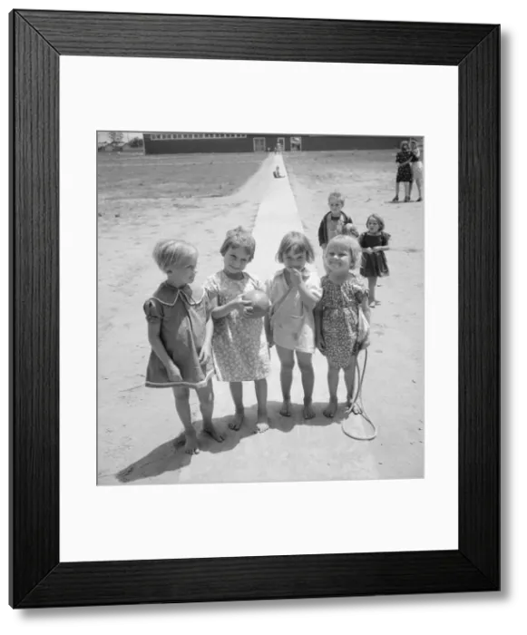 Framed Print : Children who attend nursery school, Farmersville FSA camp, Tulare County, CA, 1939. Creator: Dorothea Lange Framed Print : Children who attend nursery school, Farmersville FSA camp, Tulare County, CA, 1939. Creator: Dorothea Lange