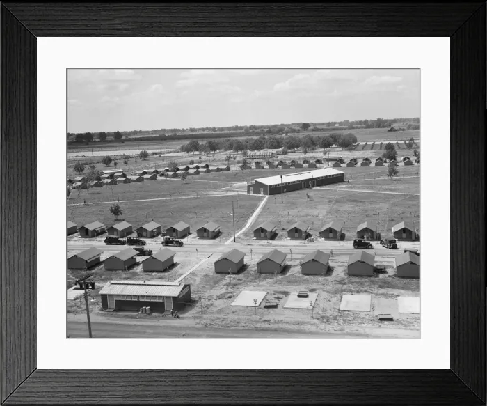 Framed Print : View of FSA camp Farmersville seen from water tower, Tulare County, California, 1939. Creator: Dorothea Lange Framed Print : View of FSA camp Farmersville seen from water tower, Tulare County, California, 1939. Creator: Dorothea Lange