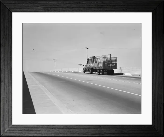 Framed Print : Overpass on U. S. 99, between Tulare and Fresno, California, 1939. Creator: Dorothea Lange Framed Print : Overpass on U. S. 99, between Tulare and Fresno, California, 1939. Creator: Dorothea Lange
