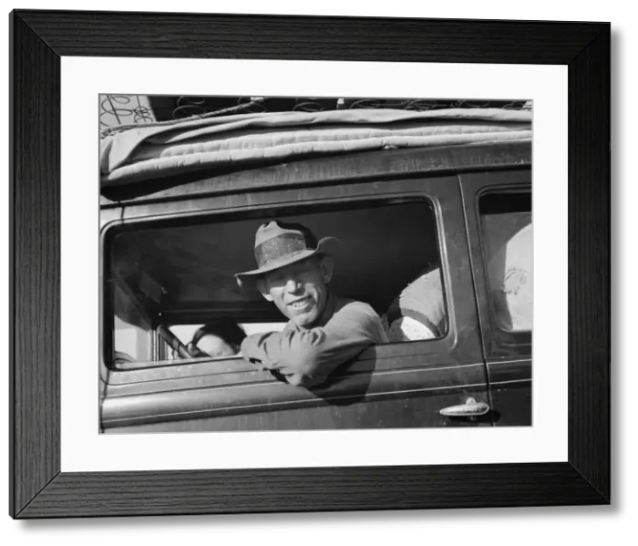 Framed Print : Farmer from Independence, Kansas, on the road at cotton chipping time, U. S. 99, California, 1939. Creator: Dorothea Lange Framed Print : Farmer from Independence, Kansas, on the road at cotton chipping time, U. S. 99, California, 1939. Creator: Dorothea Lange