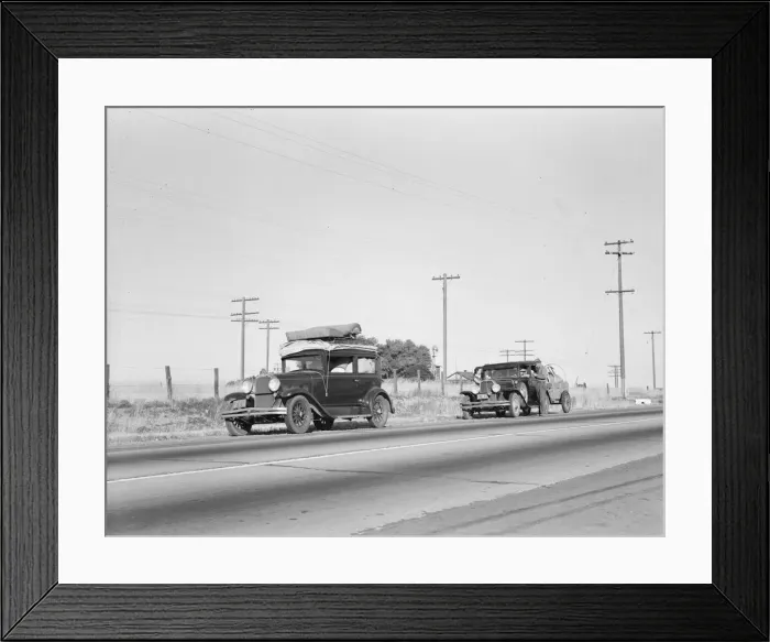 Framed Print : Two families originating from Independence, Kansas, U. S. 99, between Tulare and Fresno, 1939. Creator: Dorothea Lange Framed Print : Two families originating from Independence, Kansas, U. S. 99, between Tulare and Fresno, 1939. Creator: Dorothea Lange