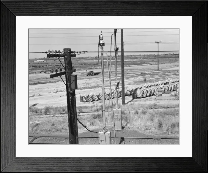 Framed Print : From the overpass approaching Fresno, between Tulare and Fresno, California, 1939. Creator: Dorothea Lange Framed Print : From the overpass approaching Fresno, between Tulare and Fresno, California, 1939. Creator: Dorothea Lange