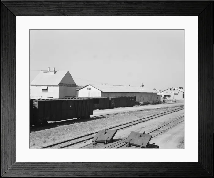 Framed Print : Railroad yard behind potato shed from which... Tulelake, Siskiyou County, California, 1939. Creator: Dorothea Lange Framed Print : Railroad yard behind potato shed from which... Tulelake, Siskiyou County, California, 1939. Creator: Dorothea Lange