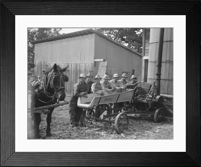 Framed Print : Seven of the eight farmers shown with their cooperatively owned... Yamhill County, Oregon, 1939. Creator: Dorothea Lange Framed Print : Seven of the eight farmers shown with their cooperatively owned... Yamhill County, Oregon, 1939. Creator: Dorothea Lange