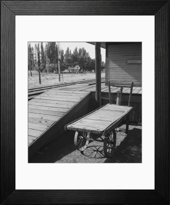Framed Print : Detail of old railroad station, small farming town, population 108, Irrigon, Oregon, 1939. Creator: Dorothea Lange Framed Print : Detail of old railroad station, small farming town, population 108, Irrigon, Oregon, 1939. Creator: Dorothea Lange