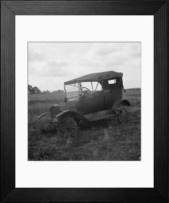 Framed Print : The end of the Model T'abandoned... along Highway 99, North of Eugene, Oregon, 1939. Creator: Dorothea Lange Framed Print : The end of the Model T'abandoned... along Highway 99, North of Eugene, Oregon, 1939. Creator: Dorothea Lange