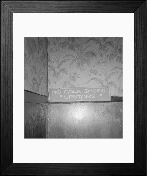 Framed Print : Sign on staircase on Brooks Hotel in a town... West Carlton, Yamhill County, Oregon, 1939. Creator: Dorothea Lange Framed Print : Sign on staircase on Brooks Hotel in a town... West Carlton, Yamhill County, Oregon, 1939. Creator: Dorothea Lange