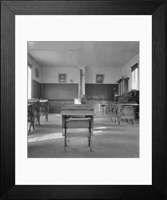 Framed Print : Interior of eastern Oregon one-room county school, Baker County, Oregon, 1939. Creator: Dorothea Lange Framed Print : Interior of eastern Oregon one-room county school, Baker County, Oregon, 1939. Creator: Dorothea Lange
