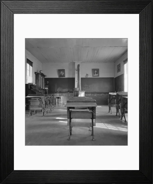 Framed Print : Interior of eastern Oregon one-room county school, Baker County, Oregon, 1939. Creator: Dorothea Lange Framed Print : Interior of eastern Oregon one-room county school, Baker County, Oregon, 1939. Creator: Dorothea Lange