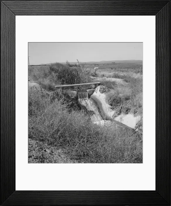 Framed Print : Irrigation ditch, showing drop in canal, Dead Ox Flat, Malheur County, Oregon, 1939. Creator: Dorothea Lange Framed Print : Irrigation ditch, showing drop in canal, Dead Ox Flat, Malheur County, Oregon, 1939. Creator: Dorothea Lange