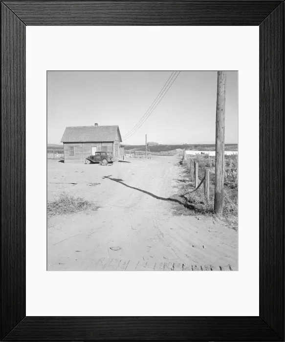 Framed Print : New home of Schroeder family, Dead Ox Flat, Malheur County, Oregon, 1939. Creator: Dorothea Lange Framed Print : New home of Schroeder family, Dead Ox Flat, Malheur County, Oregon, 1939. Creator: Dorothea Lange
