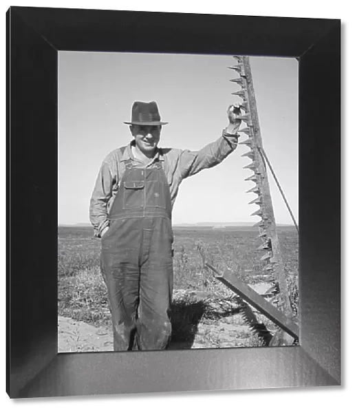 Farmer in his field getting ready to mow hay, Dead Ox Flat, Oregon, 1939. Creator: Dorothea Lange