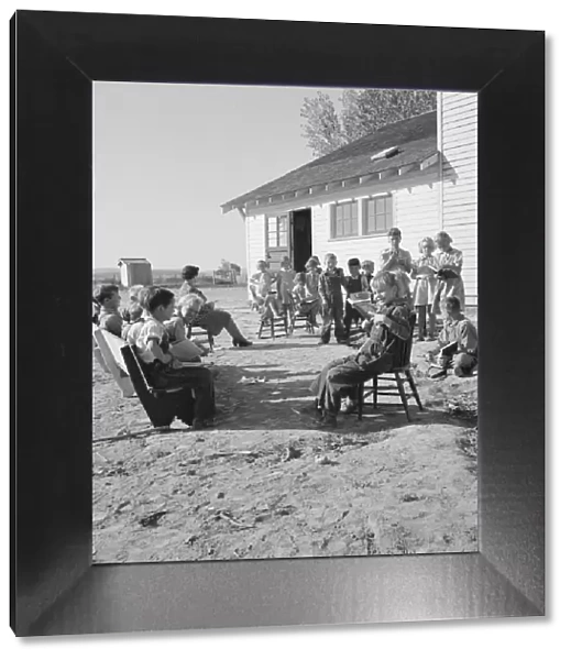 Entire enrollment of Lincoln Bench School, near Ontario, Oregon, Malheur County, 1939. Creator: Dorothea Lange