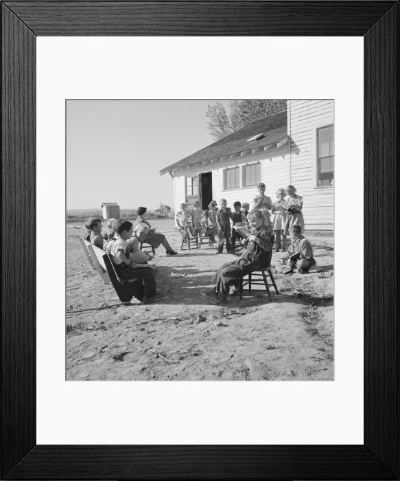 Framed Print : Entire enrollment of Lincoln Bench School, near Ontario, Oregon, Malheur County, 1939. Creator: Dorothea Lange