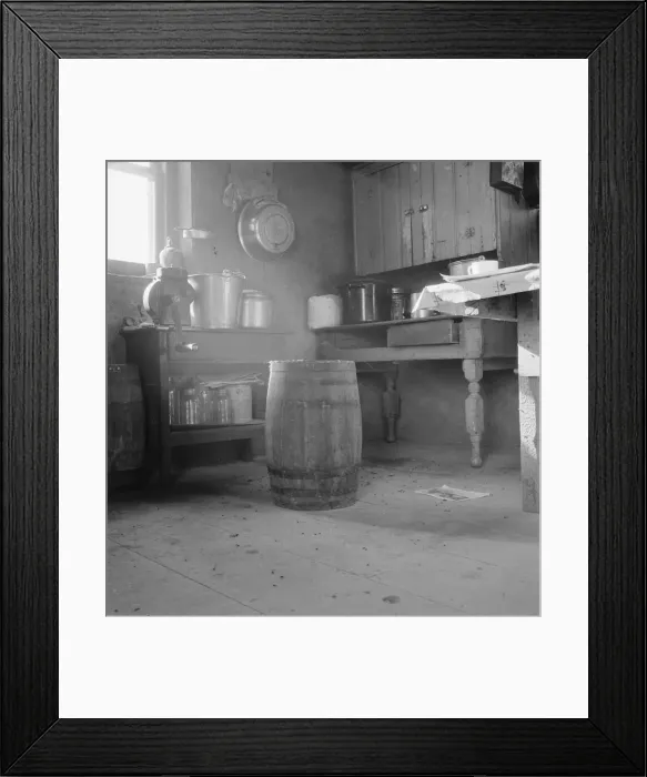 Framed Print : Corner of Roberts one-room basement dugout, Malheur County, Oregon, 1939. Creator: Dorothea Lange Framed Print : Corner of Roberts one-room basement dugout, Malheur County, Oregon, 1939. Creator: Dorothea Lange