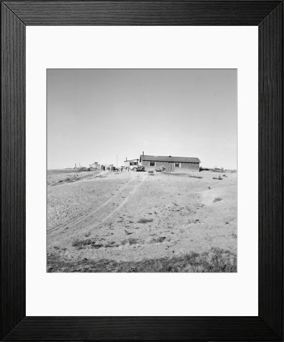 Framed Print : The Browning home, a partial dugout, Dead Ox Flat, Malheur County, Oregon, 1939. Creator: Dorothea Lange Framed Print : The Browning home, a partial dugout, Dead Ox Flat, Malheur County, Oregon, 1939. Creator: Dorothea Lange