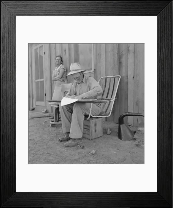 Framed Print : Oklahoma farmer, now living in Cow Hollow, is a FSA borrower, Malheur County, Oregon, 1939 Creator: Dorothea Lange Framed Print : Oklahoma farmer, now living in Cow Hollow, is a FSA borrower, Malheur County, Oregon, 1939 Creator: Dorothea Lange