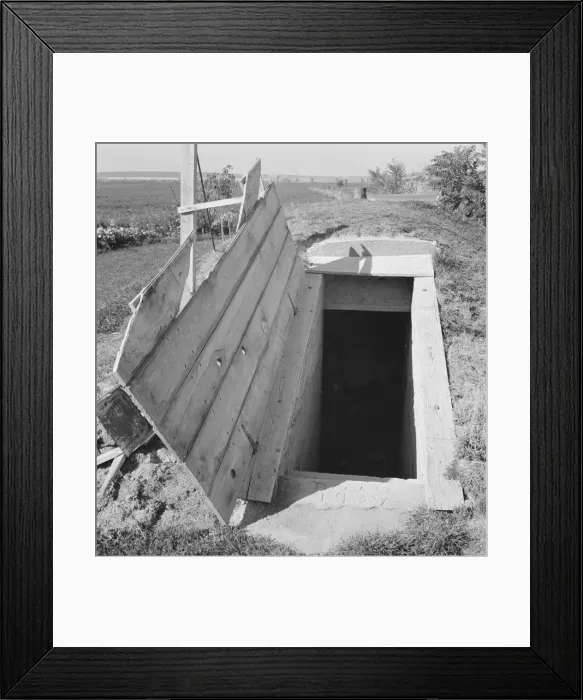 Framed Print : Storage cellar on Botner farm, Nyssa Heights, Malheur County, Oregon, 1939. Creator: Dorothea Lange Framed Print : Storage cellar on Botner farm, Nyssa Heights, Malheur County, Oregon, 1939. Creator: Dorothea Lange
