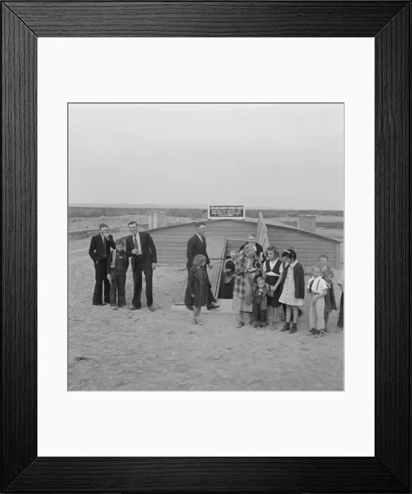 Framed Print : Congregation leaving after services, Dead Ox Flat, Oregon, 1939. Creator: Dorothea Lange Framed Print : Congregation leaving after services, Dead Ox Flat, Oregon, 1939. Creator: Dorothea Lange