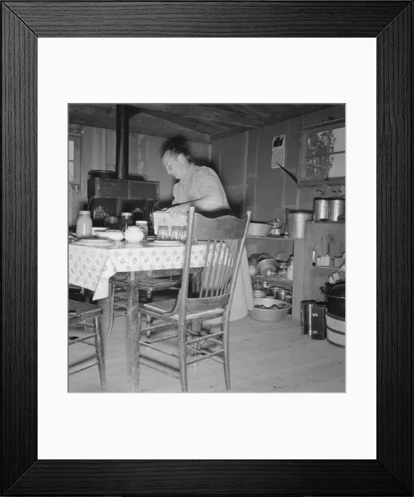 Framed Print : Mrs. Wardlow bakes her own bread in her dugout house, Dead Ox Flat, Malheur County, Oregon, 1939. Creator: Dorothea Lange Framed Print : Mrs. Wardlow bakes her own bread in her dugout house, Dead Ox Flat, Malheur County, Oregon, 1939. Creator: Dorothea Lange