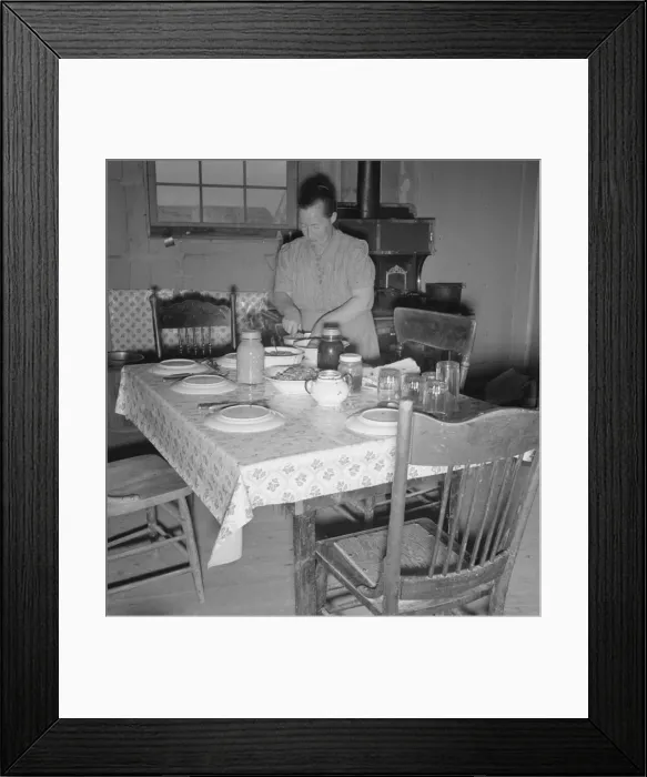Framed Print : Mrs. Wardlow bakes her own bread in her dugout house, Dead Ox Flat, Oregon, 1939. Creator: Dorothea Lange Framed Print : Mrs. Wardlow bakes her own bread in her dugout house, Dead Ox Flat, Oregon, 1939. Creator: Dorothea Lange