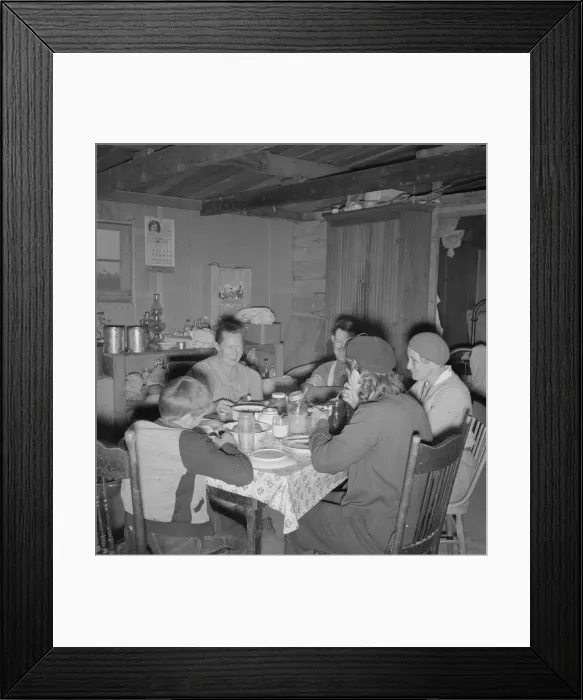 Framed Print : The Wardlow family in their dugout basement home, Dead Ox Flat, Malheur County, Oregon, 1939. Creator: Dorothea Lange Framed Print : The Wardlow family in their dugout basement home, Dead Ox Flat, Malheur County, Oregon, 1939. Creator: Dorothea Lange