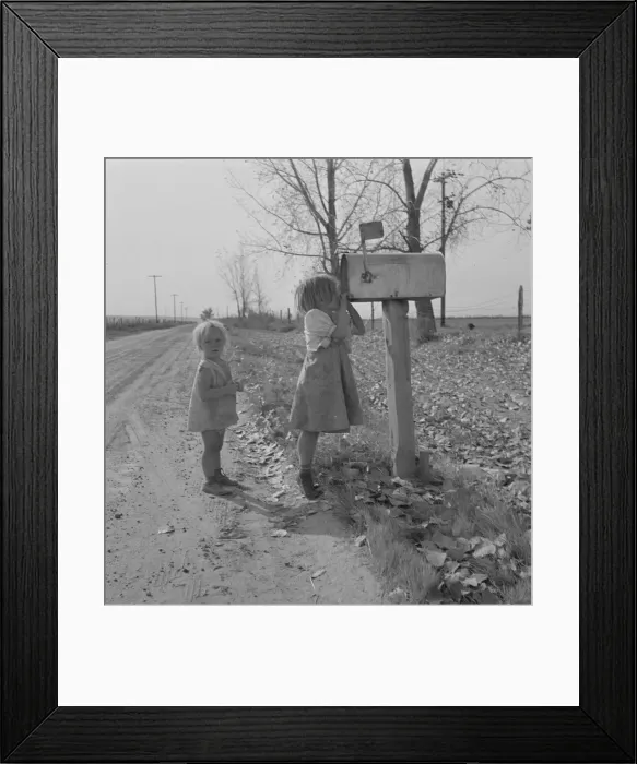 Framed Print : Rural children at R. F. D. box, near Fruitland, Idaho, 1939. Creator: Dorothea Lange Framed Print : Rural children at R. F. D. box, near Fruitland, Idaho, 1939. Creator: Dorothea Lange