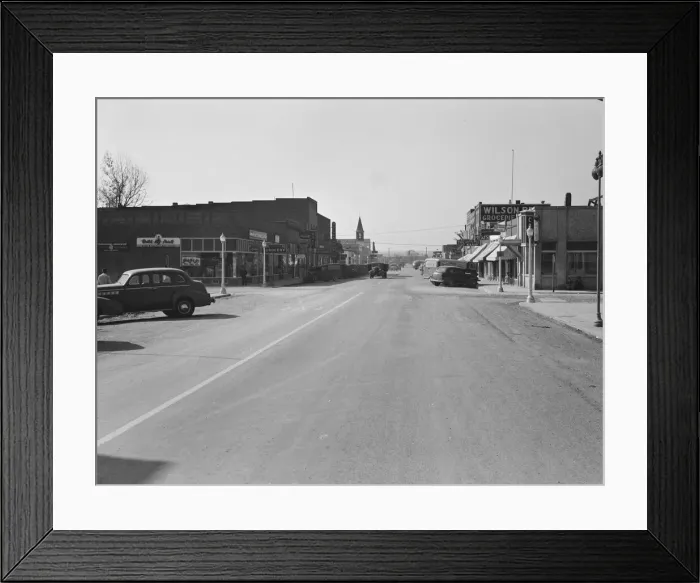 Framed Print : Saturday afternoon, main street of Nyssa, Oregon, 1939. Creator: Dorothea Lange