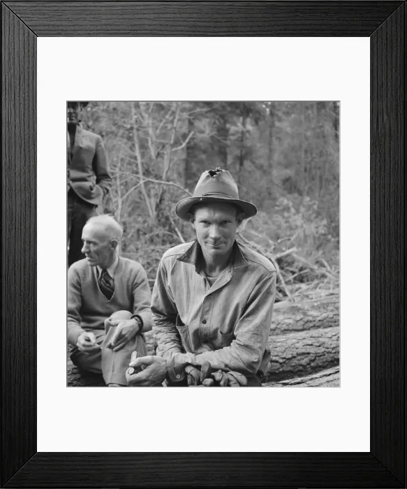 Framed Print : Member of the co-op in the woods, Ola self help cooperative sawmill, Gem County, Idaho, 1939. Creator: Dorothea Lange Framed Print : Member of the co-op in the woods, Ola self help cooperative sawmill, Gem County, Idaho, 1939. Creator: Dorothea Lange