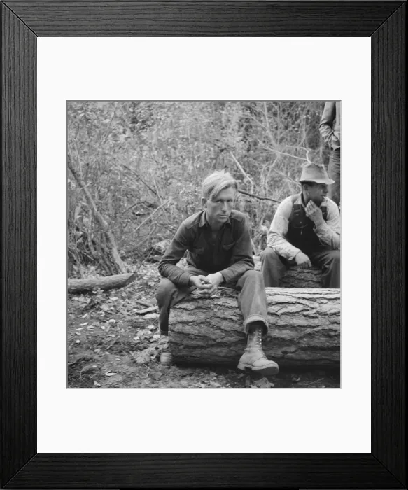 Framed Print : Possibly: Member of the co-op in the woods, Ola self help cooperative... Gem County, Idaho, 1939. Creator: Dorothea Lange Framed Print : Possibly: Member of the co-op in the woods, Ola self help cooperative... Gem County, Idaho, 1939. Creator: Dorothea Lange