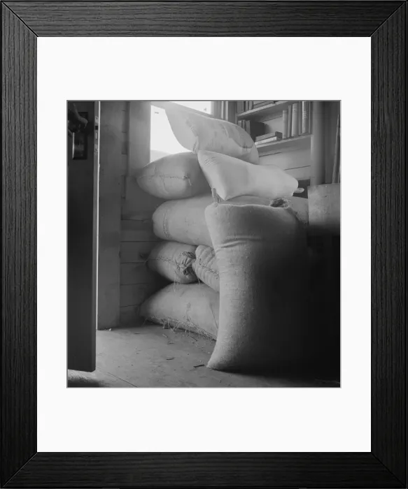 Framed Print : Possibly: Interior of farmers two-room log home, FSA borrower, Boundary County, Idaho, 1939. Creator: Dorothea Lange