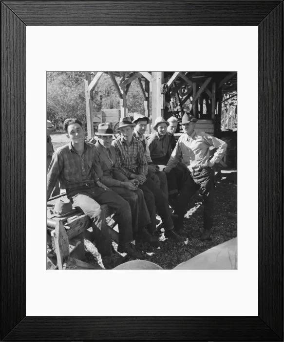 Framed Print : Men working in mill, Ola self-help sawmill co-op, Gem County, Idaho, 1939. Creator: Dorothea Lange Framed Print : Men working in mill, Ola self-help sawmill co-op, Gem County, Idaho, 1939. Creator: Dorothea Lange