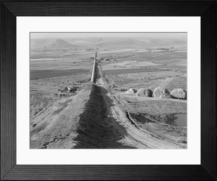 Framed Print : The longest siphon in the world crosses the Malheur Valley, Malheur County, Oregon, 1939. Creator: Dorothea Lange Framed Print : The longest siphon in the world crosses the Malheur Valley, Malheur County, Oregon, 1939. Creator: Dorothea Lange