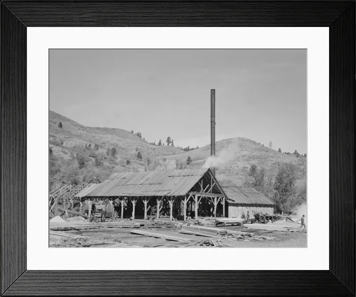 Framed Print : Possibly: The sawmill, Ola self-help sawmill co-op, Gem County, Idaho, 1939. Creator: Dorothea Lange Framed Print : Possibly: The sawmill, Ola self-help sawmill co-op, Gem County, Idaho, 1939. Creator: Dorothea Lange
