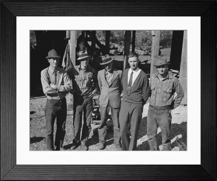 Framed Print : Possibly: Men working in mill, Ola self-help sawmill co-op, Gem County, Idaho, 1939. Creator: Dorothea Lange