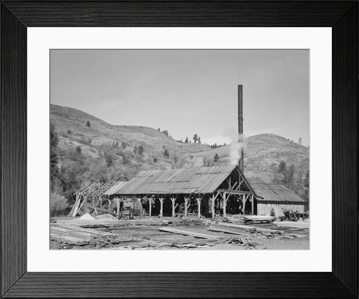 Framed Print : The sawmill, Ola self-help sawmill co-op, Gem County, Idaho, 1939. Creator: Dorothea Lange Framed Print : The sawmill, Ola self-help sawmill co-op, Gem County, Idaho, 1939. Creator: Dorothea Lange