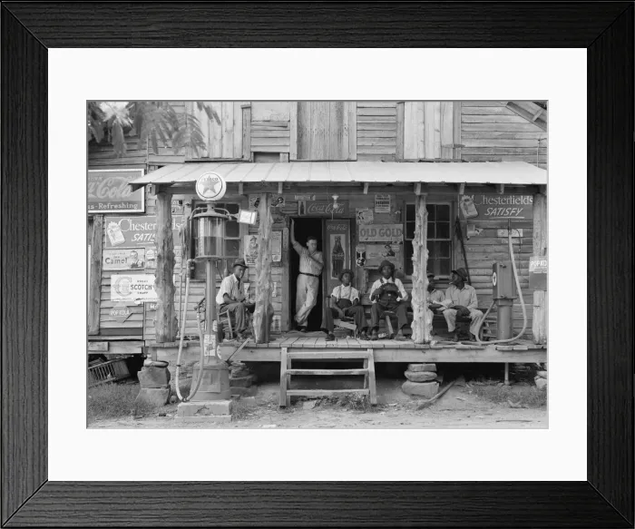 Framed Print : Sunday afternoon - country store on dirt road, Gordonton, North Carolina, 1939. Creator: Dorothea Lange Framed Print : Sunday afternoon - country store on dirt road, Gordonton, North Carolina, 1939. Creator: Dorothea Lange