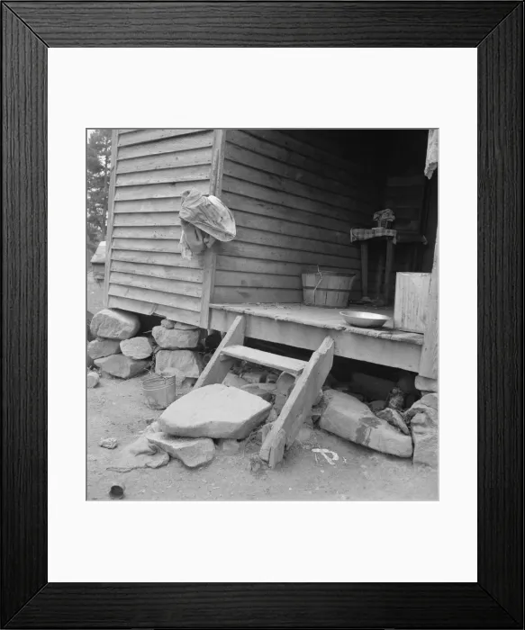 Framed Print : Porch leading to kitchen of sharecropper cabin, Person County, North Carolina, 1939. Creator: Dorothea Lange Framed Print : Porch leading to kitchen of sharecropper cabin, Person County, North Carolina, 1939. Creator: Dorothea Lange