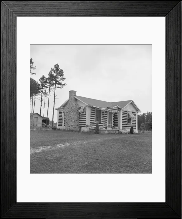 Framed Print : A new very fancy log bungalow... near Gordonton, North Carolina, 1939. Creator: Dorothea Lange Framed Print : A new very fancy log bungalow... near Gordonton, North Carolina, 1939. Creator: Dorothea Lange