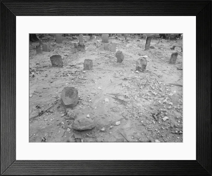 Framed Print : A red clay Negro cemetery, Bethel Hill High School, Person County, North Carolina, 1939. Creator: Dorothea Lange Framed Print : A red clay Negro cemetery, Bethel Hill High School, Person County, North Carolina, 1939. Creator: Dorothea Lange